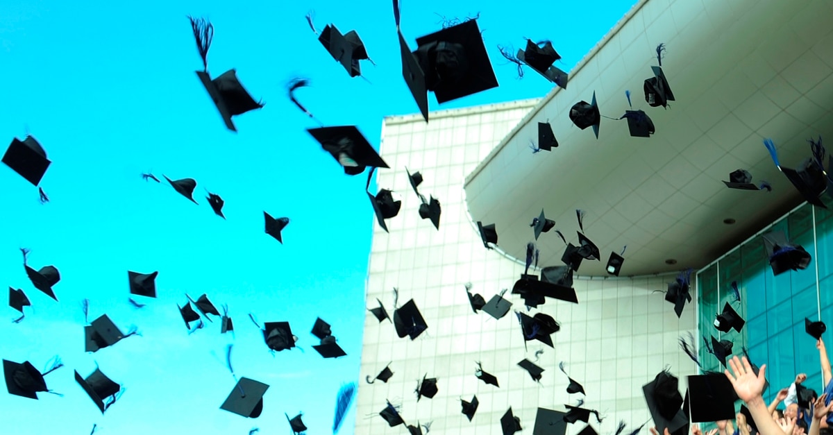 Graduation - flying hats in the air