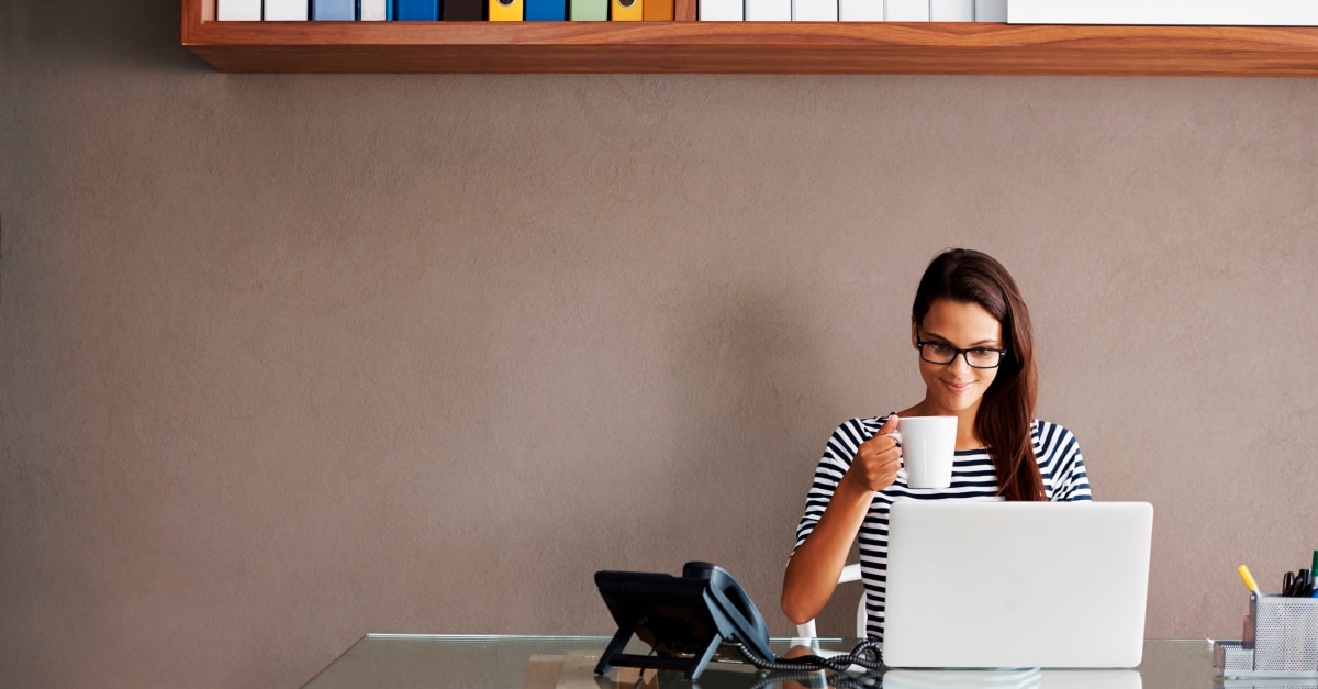 Enjoying her relaxed working environment