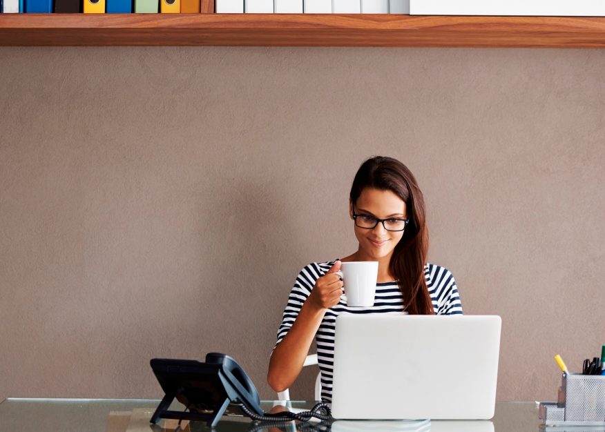 Enjoying her relaxed working environment