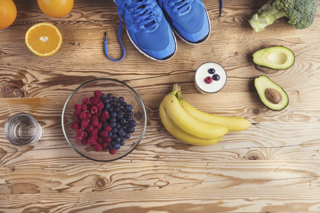 Zapatillas de running con frutas y verduras
