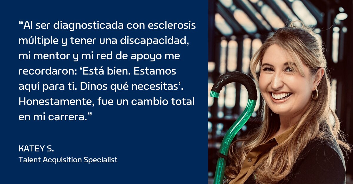 Katey, miembro del equipo de Enterprise Mobility, habla sobre mentoría y su discapacidad.